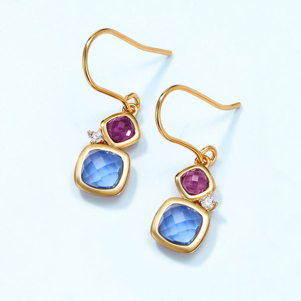 Color Crystal Stone Hook Earrings