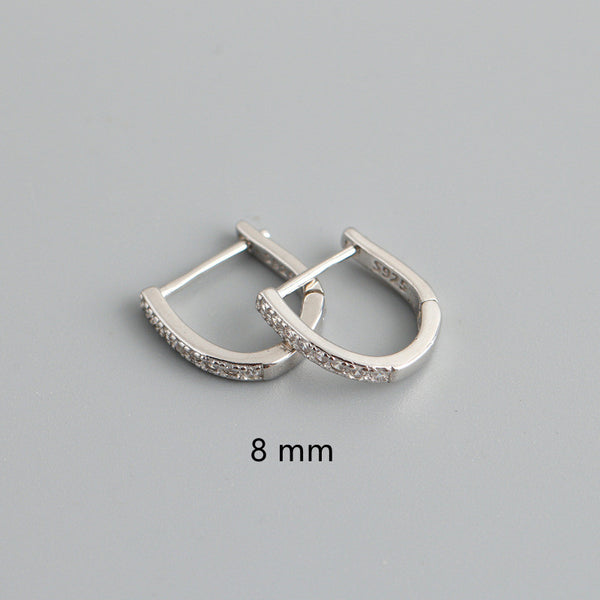 U-Shaped Pave Hoop Earrings