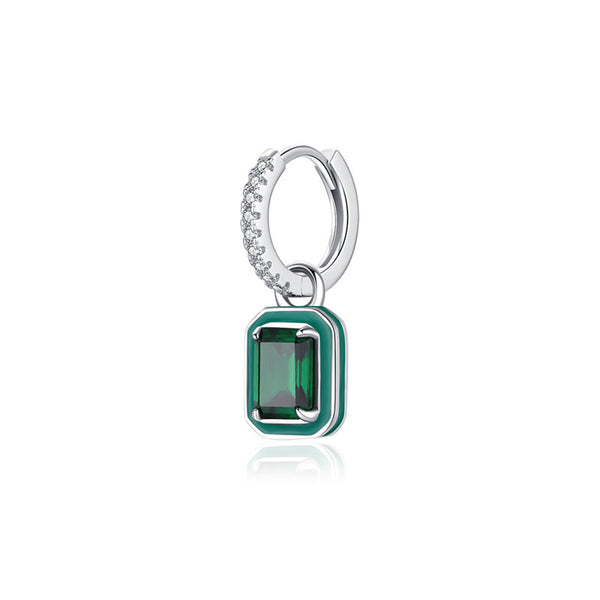 Emerald Cut Gem Hoop Earrings