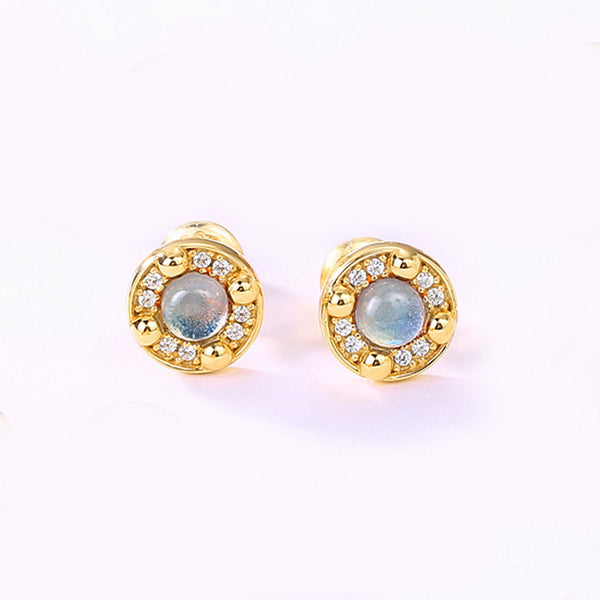 Round Synthesis Crystal Stud Earrings