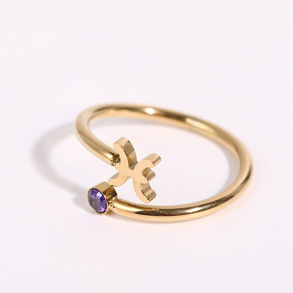 Zodiac Sign Birthstone Ring