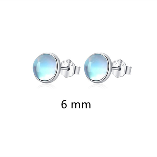 Round Moonstone Stud Earrings