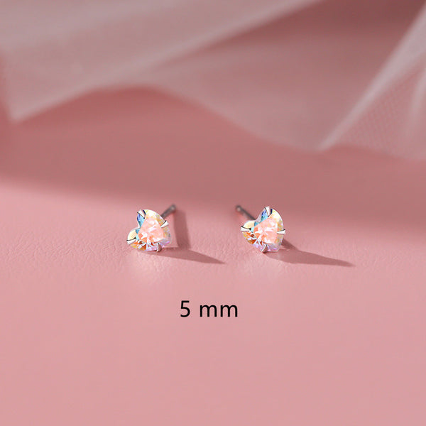 Dainty Tiny Small Pink Heart Stud Earrings