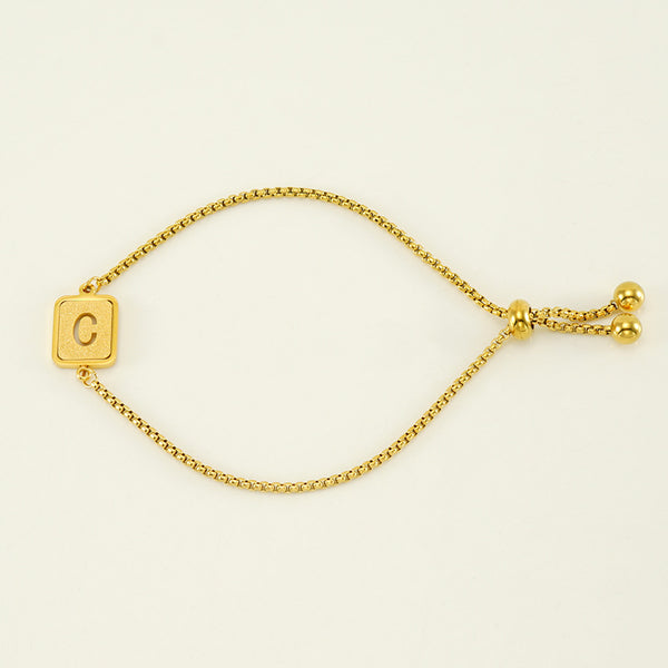 Initial Letter Square Charm Bracelet