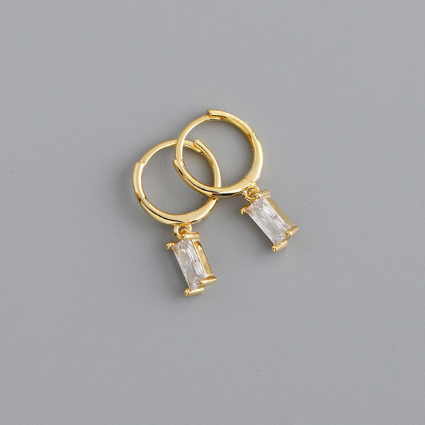 Emerald Cut Gem Drop Earrings