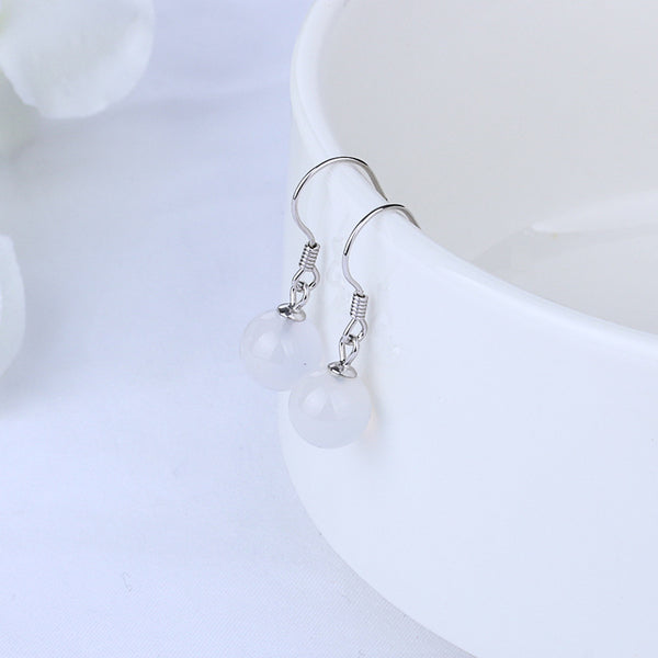 Round Agate Hook Earrings