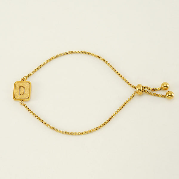 Initial Letter Square Charm Bracelet