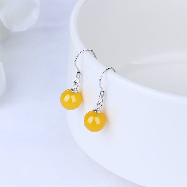 Round Agate Hook Earrings