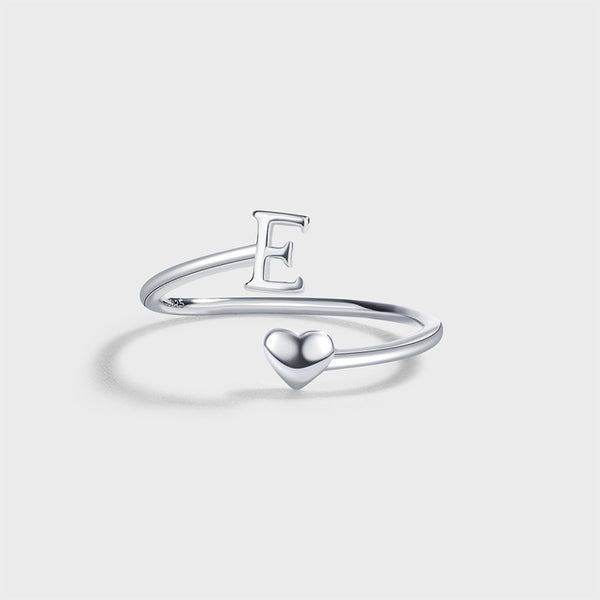 Initial Letter Heart Stacking Ring