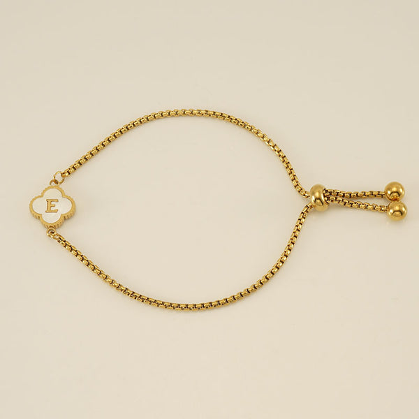 Initial Letter Four Leaf Clover Bracelet