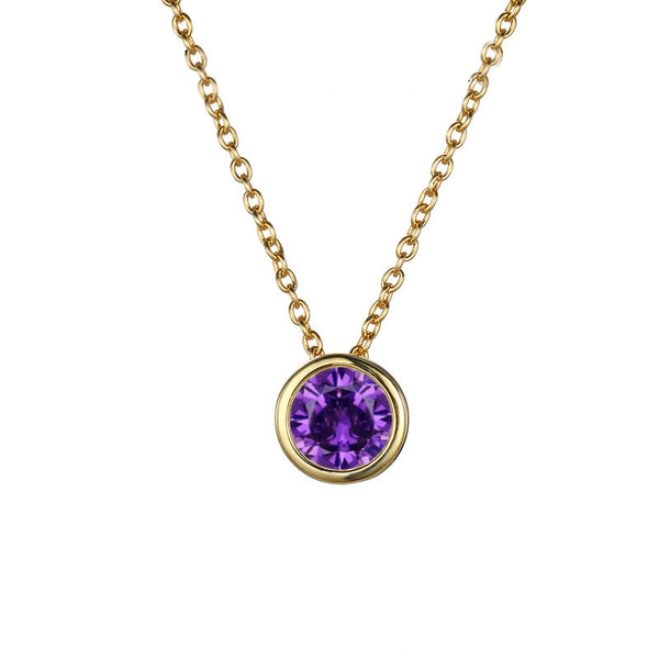 Birthstone Circle Charm Pendant Necklace