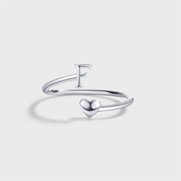 Initial Letter Heart Stacking Ring