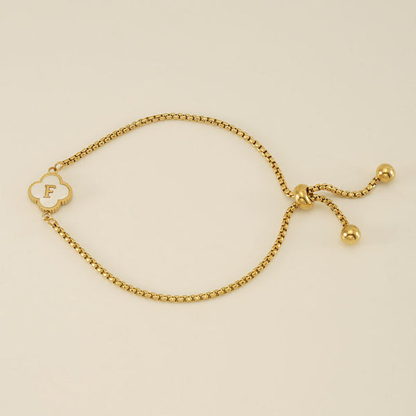 Initial Letter Four Leaf Clover Bracelet