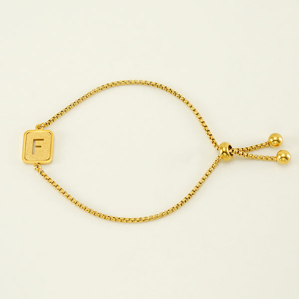 Initial Letter Square Charm Bracelet