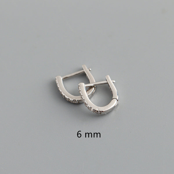 U-Shaped Pave Hoop Earrings