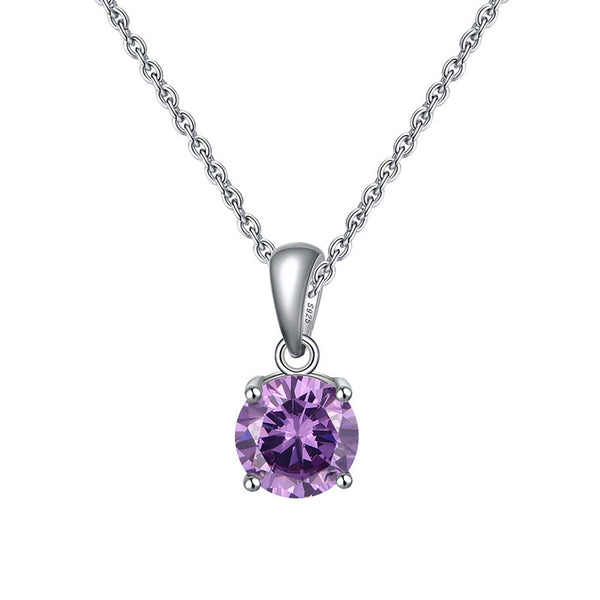 Four-Prong Birthstone Pendant Necklace