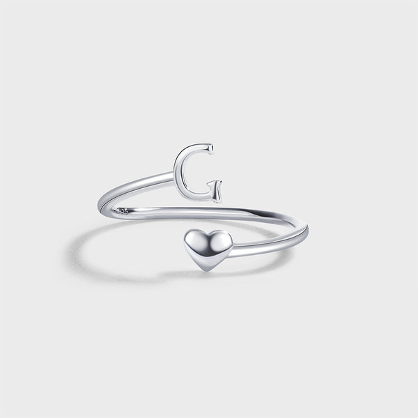 Initial Letter Heart Stacking Ring