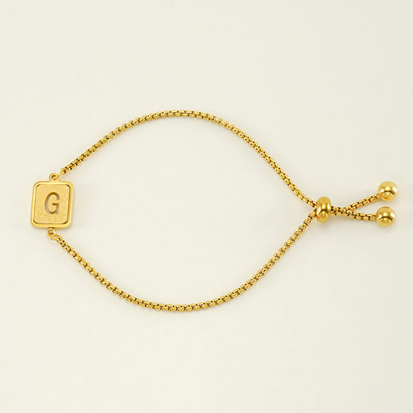 Initial Letter Square Charm Bracelet