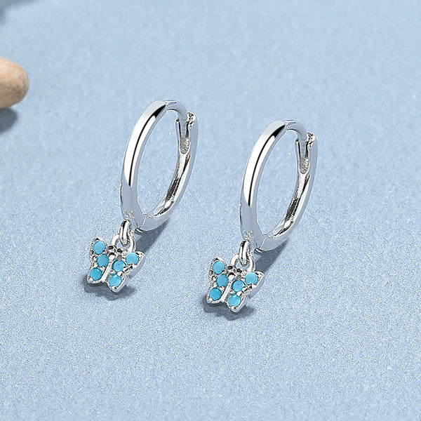 Color Gem Butterfly Drop Earrings