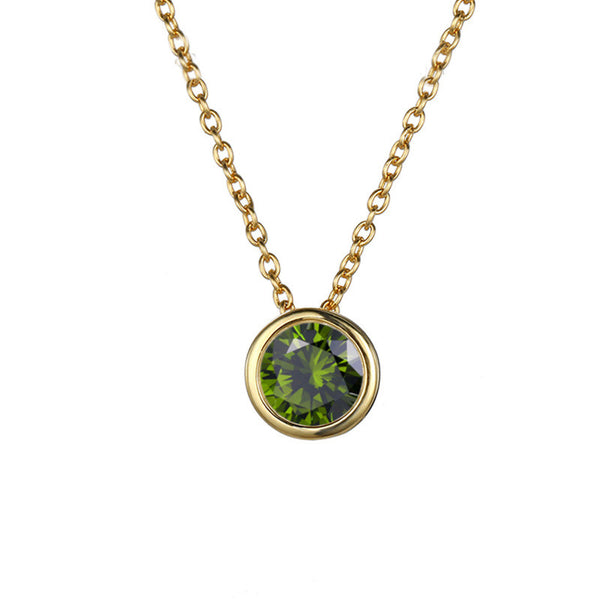 Birthstone Circle Charm Pendant Necklace