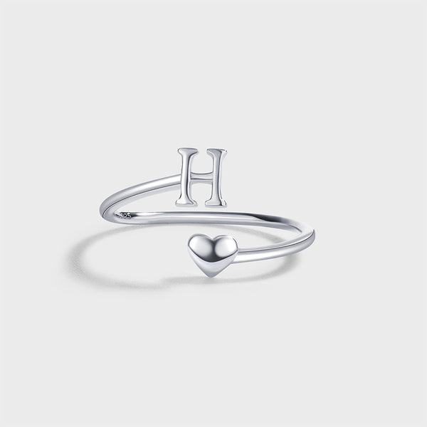 Initial Letter Heart Stacking Ring