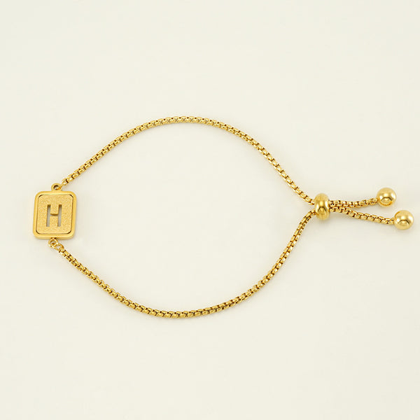 Initial Letter Square Charm Bracelet