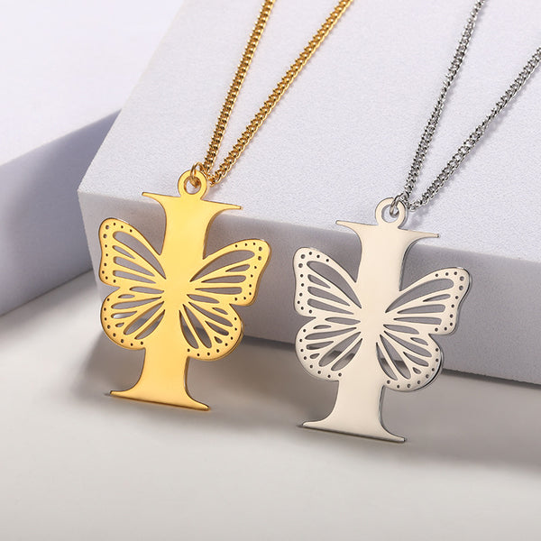 Butterfly Initial Letter Necklace