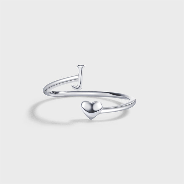 Initial Letter Heart Stacking Ring