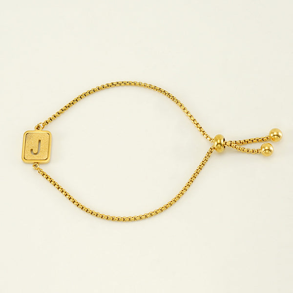 Initial Letter Square Charm Bracelet