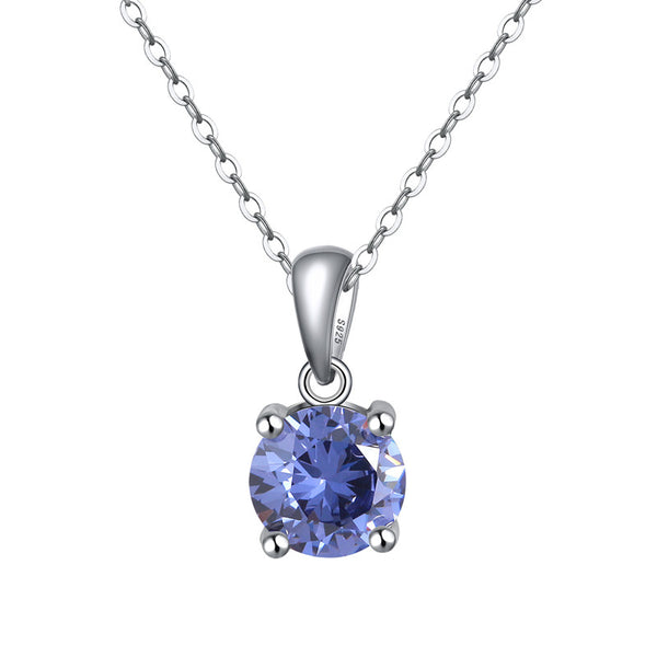 Four-Prong Birthstone Pendant Necklace