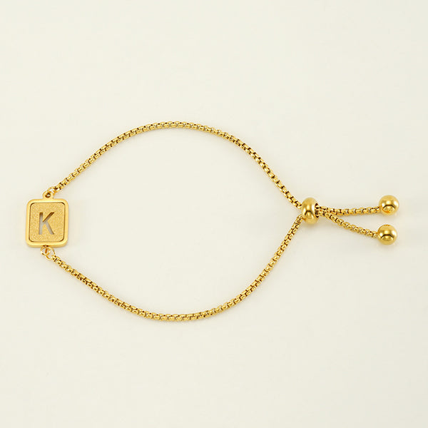 Initial Letter Square Charm Bracelet