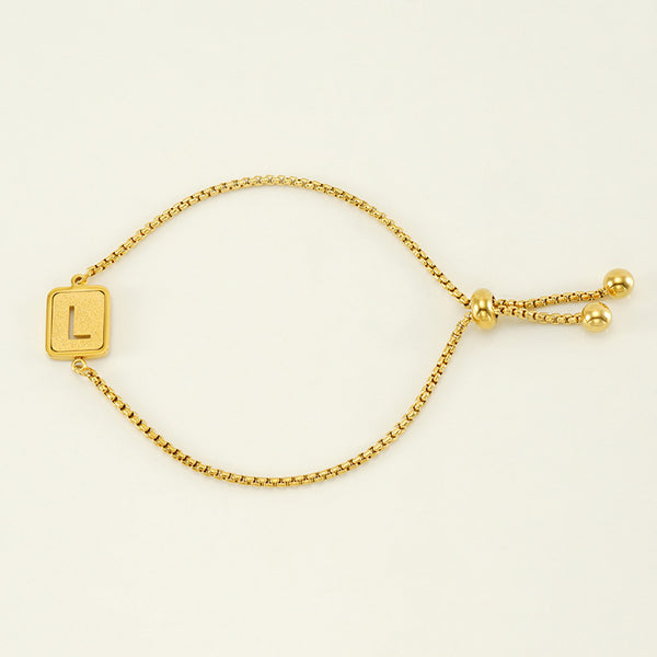 Initial Letter Square Charm Bracelet