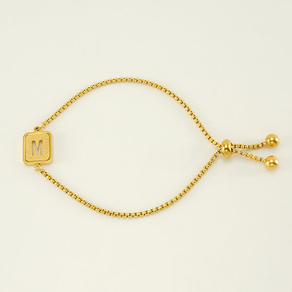 Initial Letter Square Charm Bracelet