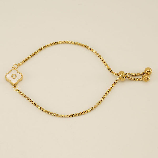 Initial Letter Four Leaf Clover Bracelet