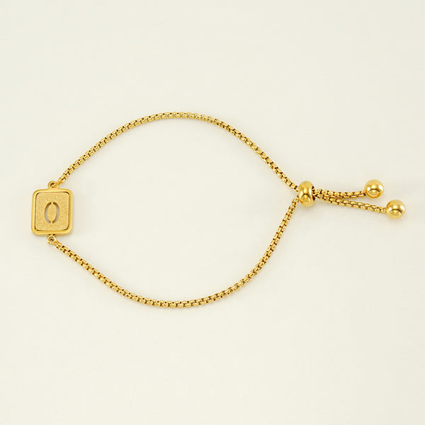 Initial Letter Square Charm Bracelet