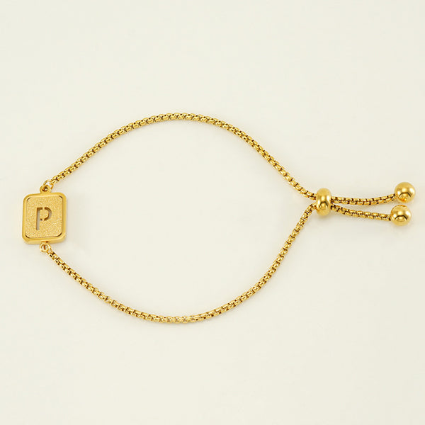 Initial Letter Square Charm Bracelet