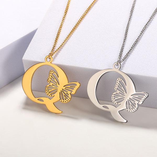 Butterfly Initial Letter Necklace