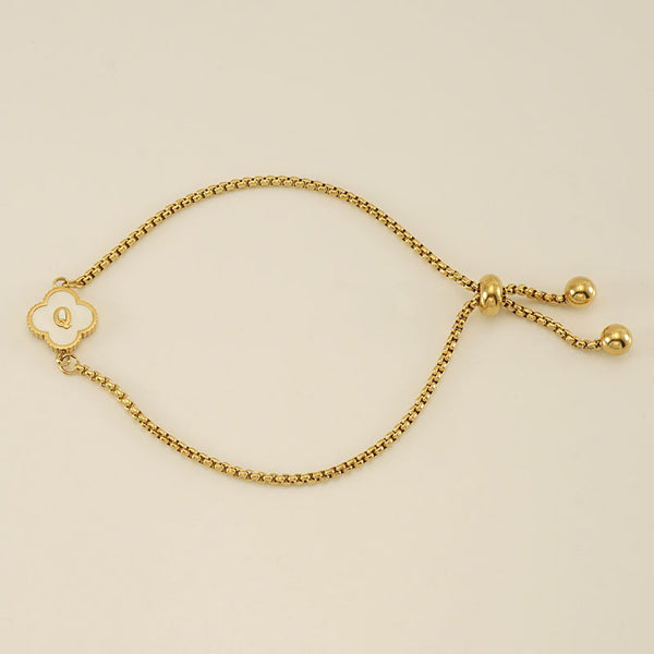 Initial Letter Four Leaf Clover Bracelet