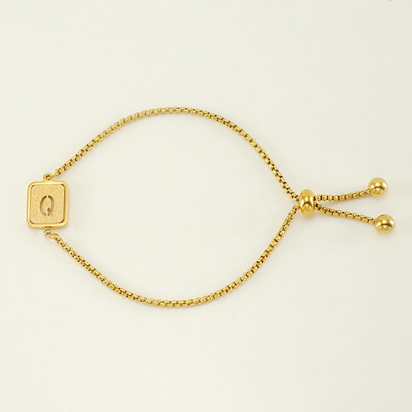 Initial Letter Square Charm Bracelet