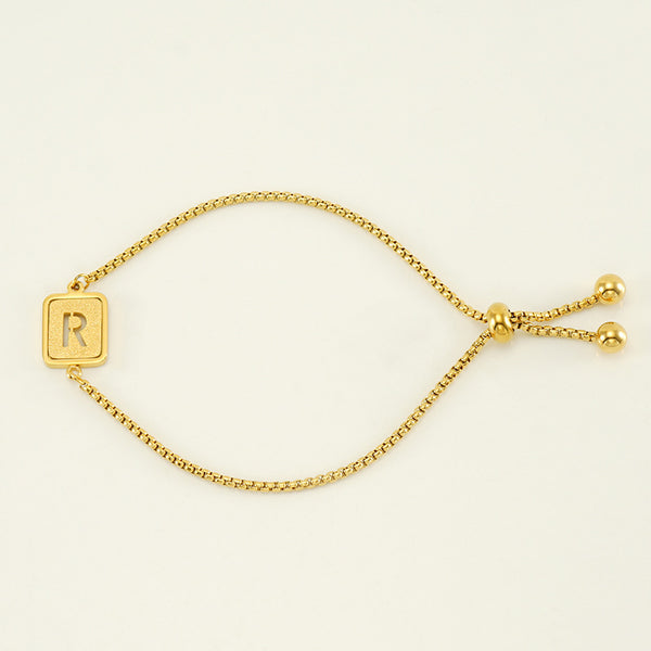 Initial Letter Square Charm Bracelet