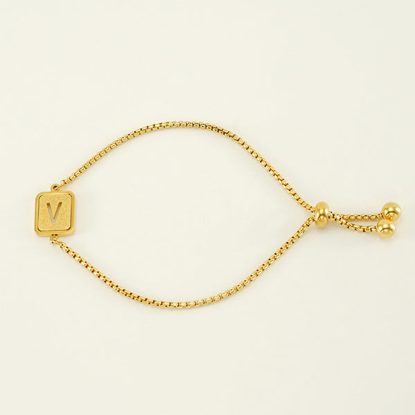 Initial Letter Square Charm Bracelet