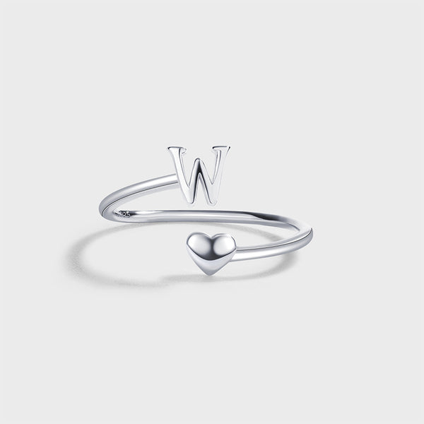 Initial Letter Heart Stacking Ring