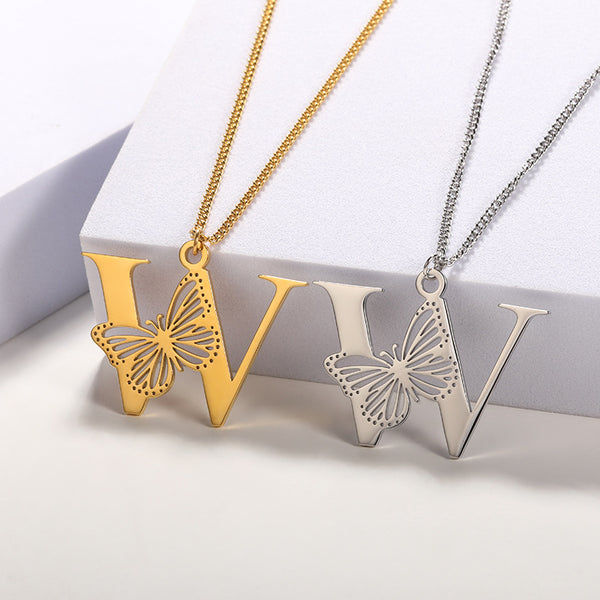 Butterfly Initial Letter Necklace