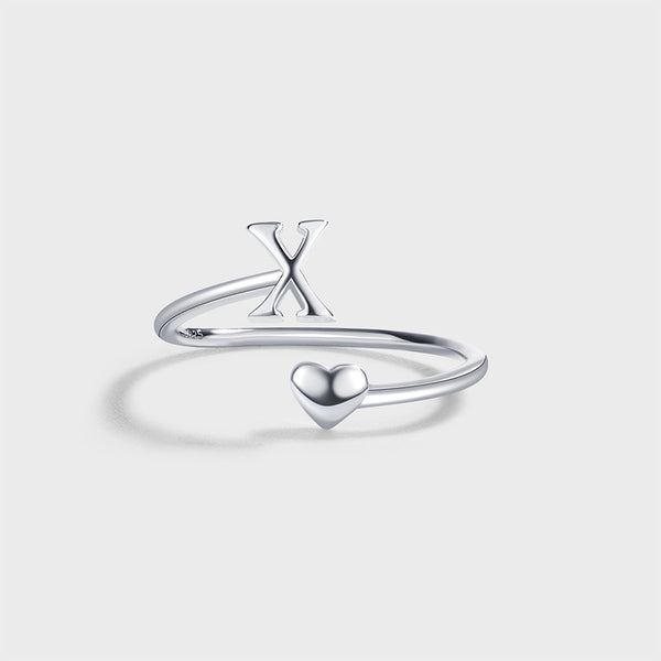 Initial Letter Heart Stacking Ring