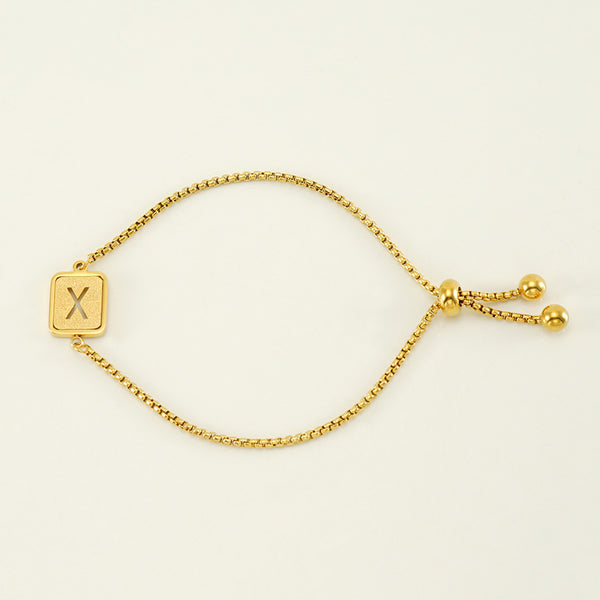 Initial Letter Square Charm Bracelet