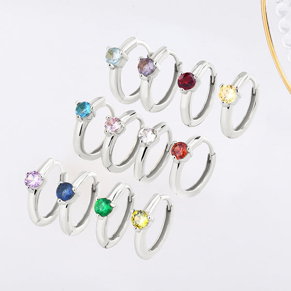 Birthstone Hoop Earrings