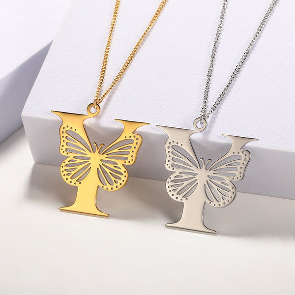 Butterfly Initial Letter Necklace