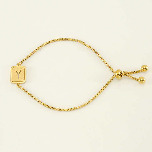 Initial Letter Square Charm Bracelet