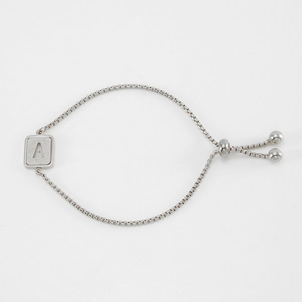 Initial Letter Square Charm Bracelet