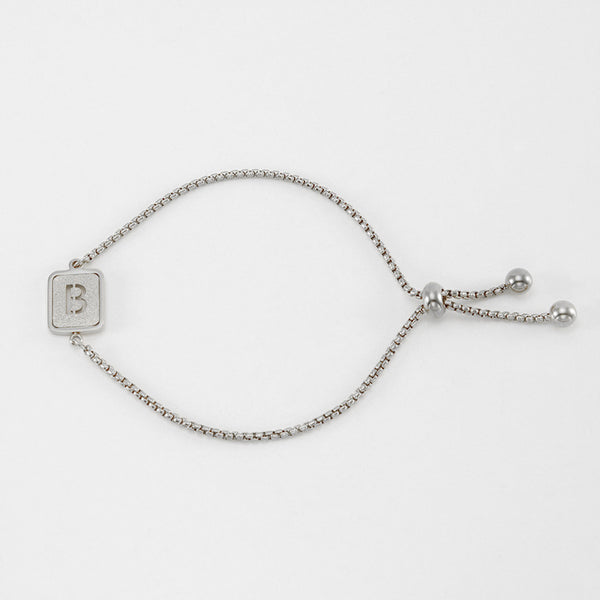 Initial Letter Square Charm Bracelet